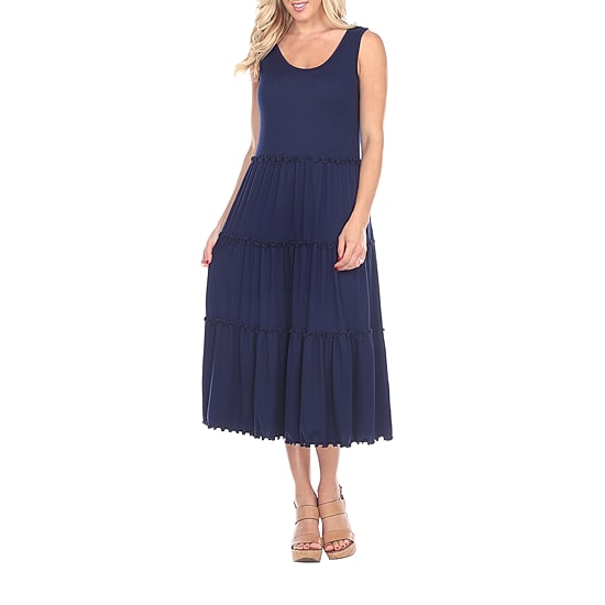 White Mark Womens Midi Scoop Neck Sleeveless Maxi Dress