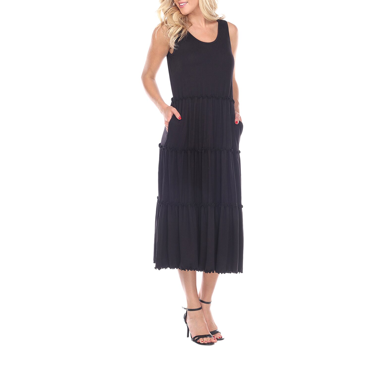 White Mark Womens Midi Scoop Neck Sleeveless Maxi Dress