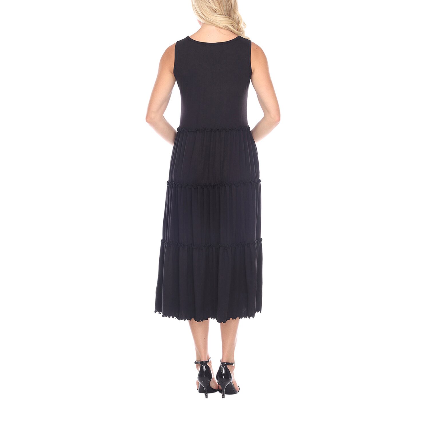 White Mark Womens Midi Scoop Neck Sleeveless Maxi Dress