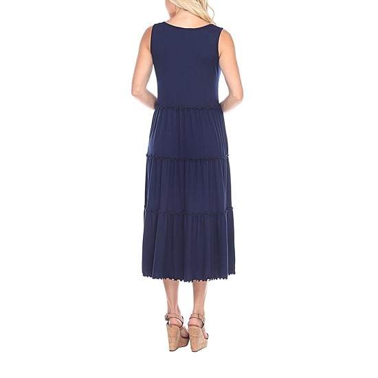 White Mark Womens Midi Scoop Neck Sleeveless Maxi Dress