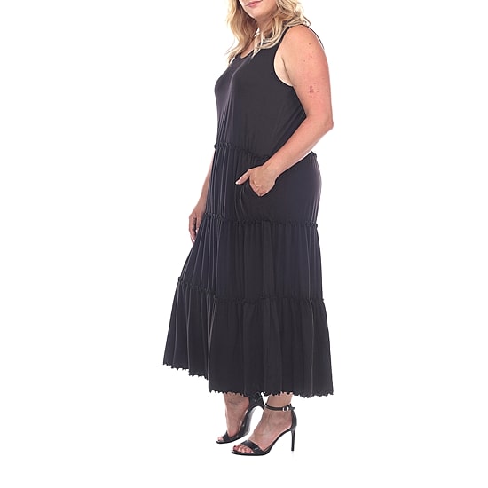 White Mark Womens Plus Midi Scoop Neck Sleeveless Maxi Dress