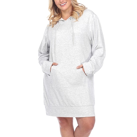 White Mark Womens-Plus Long Sleeve Sweatshirt Dress