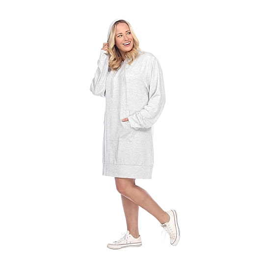 White Mark Womens-Plus Long Sleeve Sweatshirt Dress