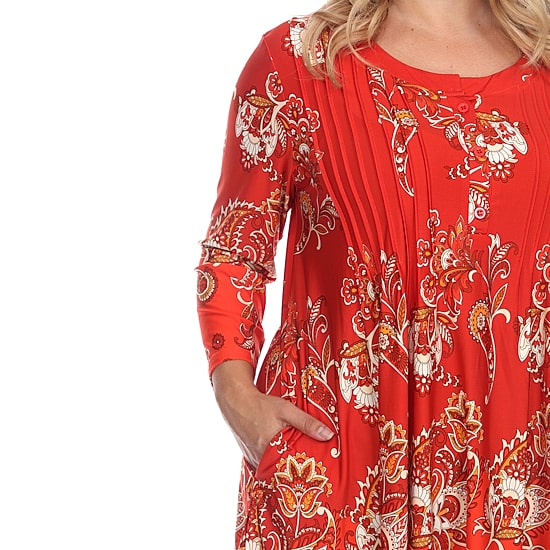 White Mark Plus Womens Scoop Neck 3/4 Sleeve Tunic Top