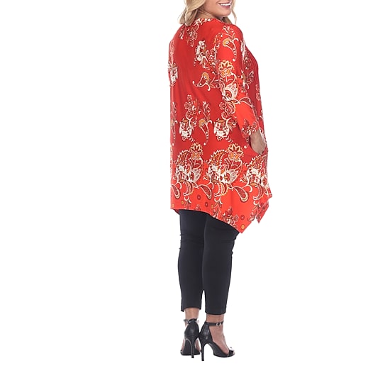 White Mark Plus Womens Scoop Neck 3/4 Sleeve Tunic Top