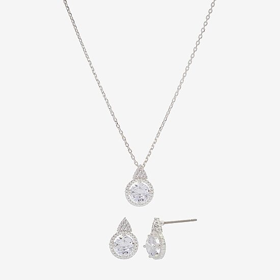 Sparkle Allure Womens Cubic Zirconia Pure Silver Over Brass 2-pc. Jewelry Set