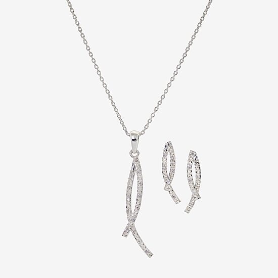 Sparkle Allure Womens Cubic Zirconia Pure Silver Over Brass 2-pc. Jewelry Set