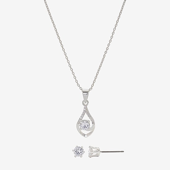 Sparkle Allure Womens Cubic Zirconia Pure Silver Over Brass 2-pc. Jewelry Set