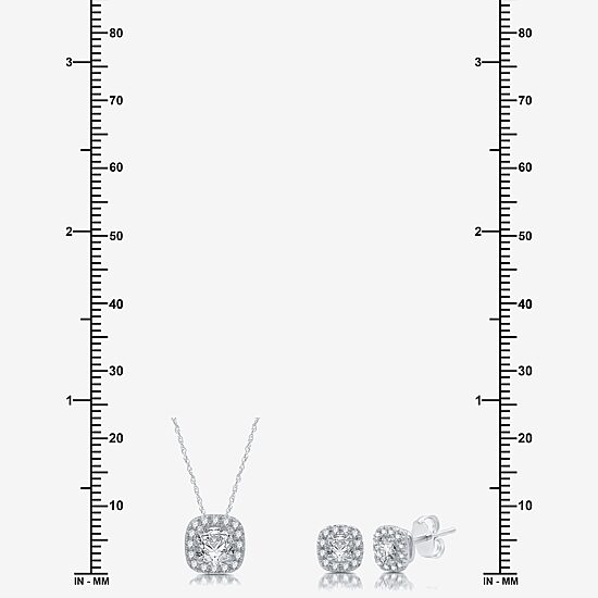 (H-I / I1) Womens 1 1/2 CT. T.W. Lab Grown White Diamond 10K White Gold Cushion 2-pc. Jewelry Set