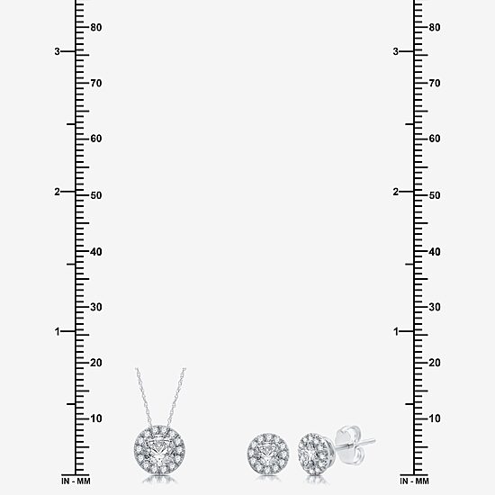 (H-I / I1) Womens 1 1/2 CT. T.W. Lab Grown White Diamond 10K White Gold Round 2-pc. Jewelry Set