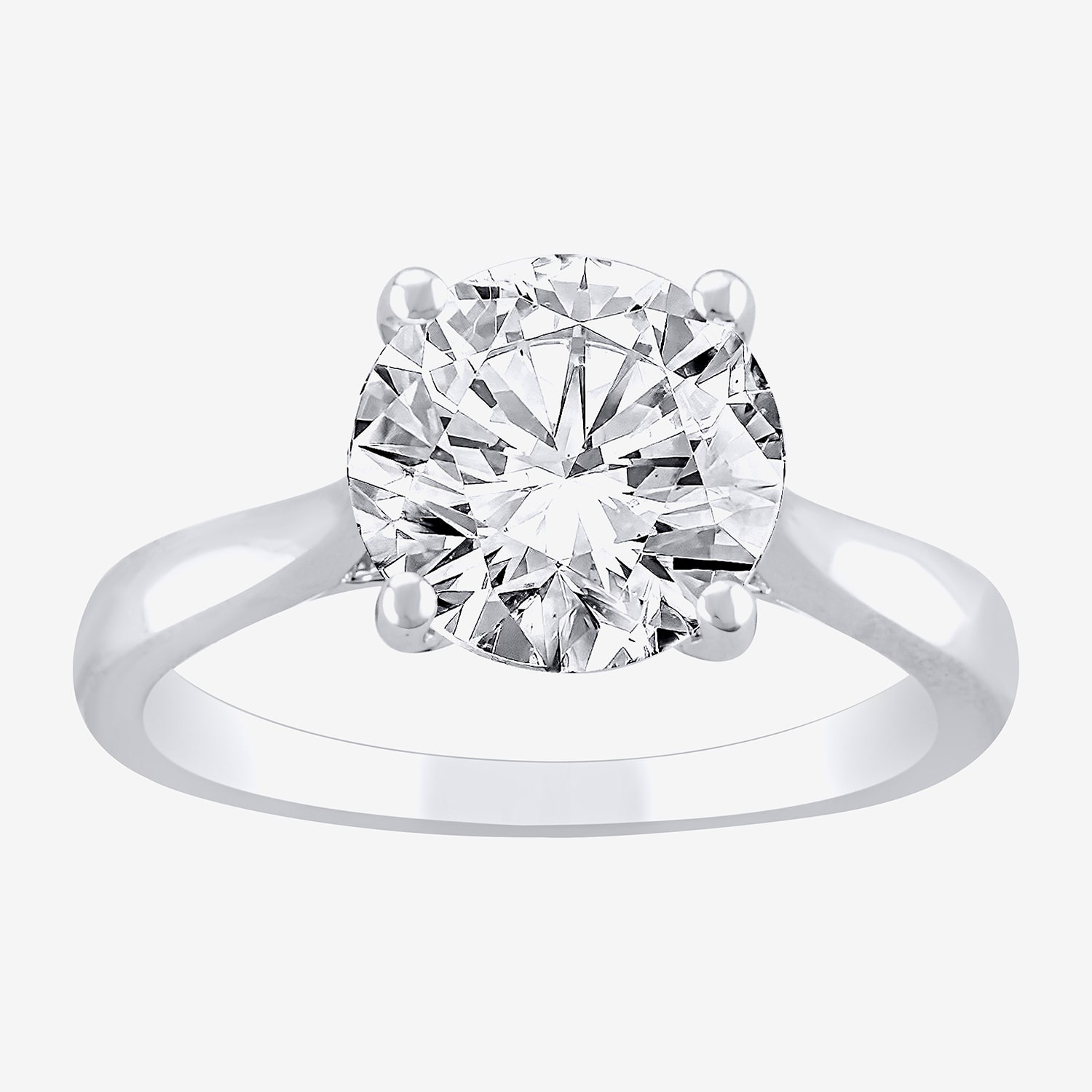 (H-I / Si2) Womens 3 CT. Lab Grown White Diamond 14K Gold Round Solitaire Engagement Ring