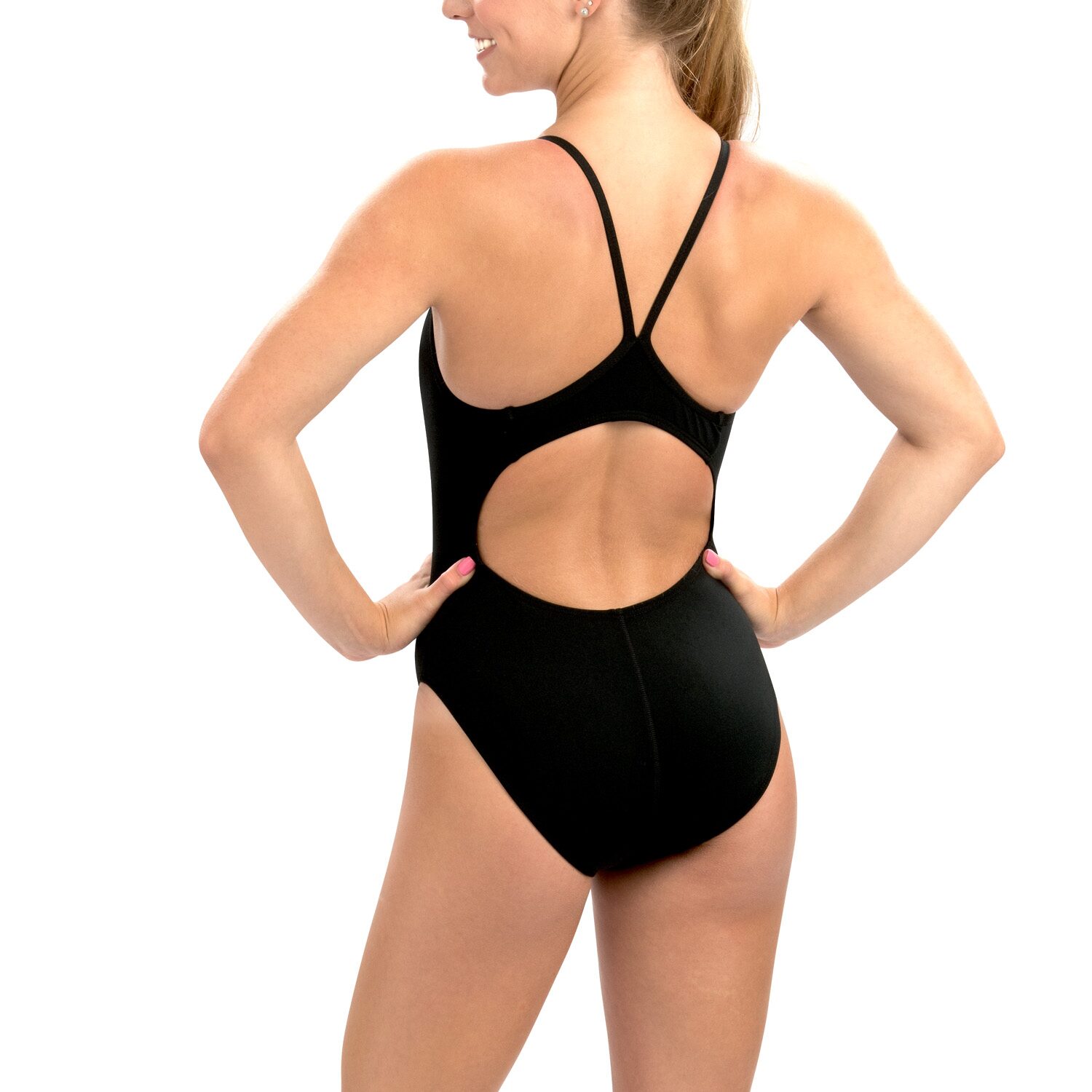 Dolfin Reliance Solid V-Back Womens Moderate Coverage One Piece Swimsuit