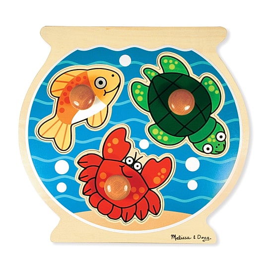 Melissa & Doug Fish And Pets Jumbo Knob Bundle 2-pc. Non-Toxic Puzzle