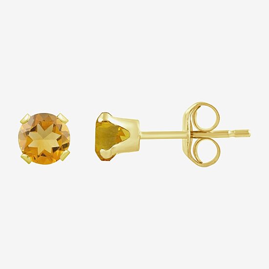 Gemstone 10K Gold 4mm Round Stud Earrings