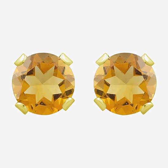Gemstone 10K Gold 4mm Round Stud Earrings