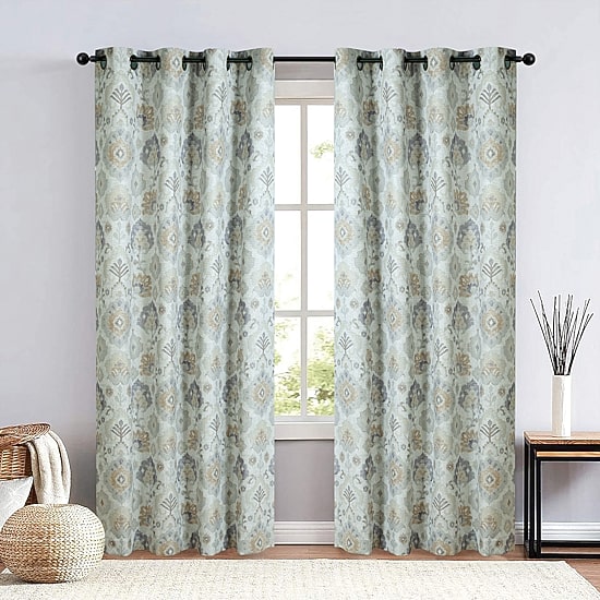 Max Blackout Baylor Print Grommet Top Energy Saving 100% Blackout Single Curtain Panel