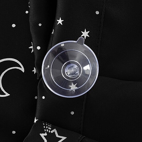 Sun Zero Lights Out Stars Portable Suction Cup 100% Blackout Single Curtain Panel