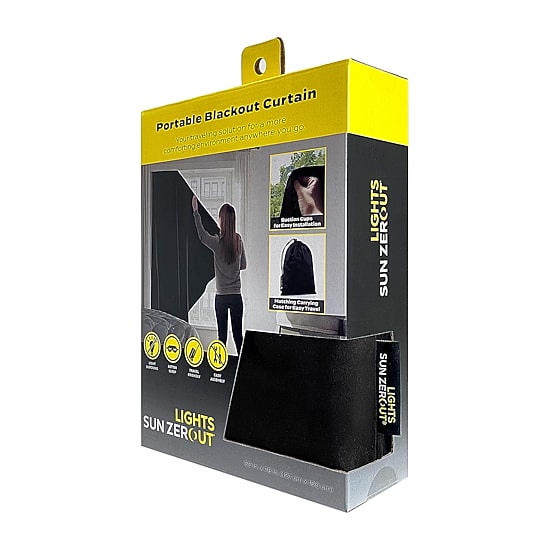 Sun Zero Lights Out Solid Portable Suction Cup 100% Blackout Single Curtain Panel