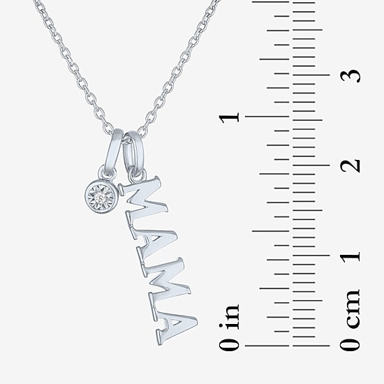 Diamond Accent "Mama" (G-H / Si2-I1) Womens Diamond Accent Lab Grown White Diamond Sterling Silver 18 Inch Pendant Necklace