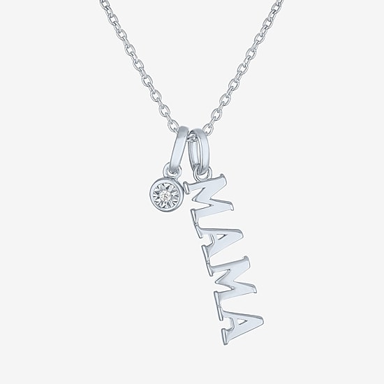 Diamond Accent "Mama" (G-H / Si2-I1) Womens Diamond Accent Lab Grown White Diamond Sterling Silver 18 Inch Pendant Necklace