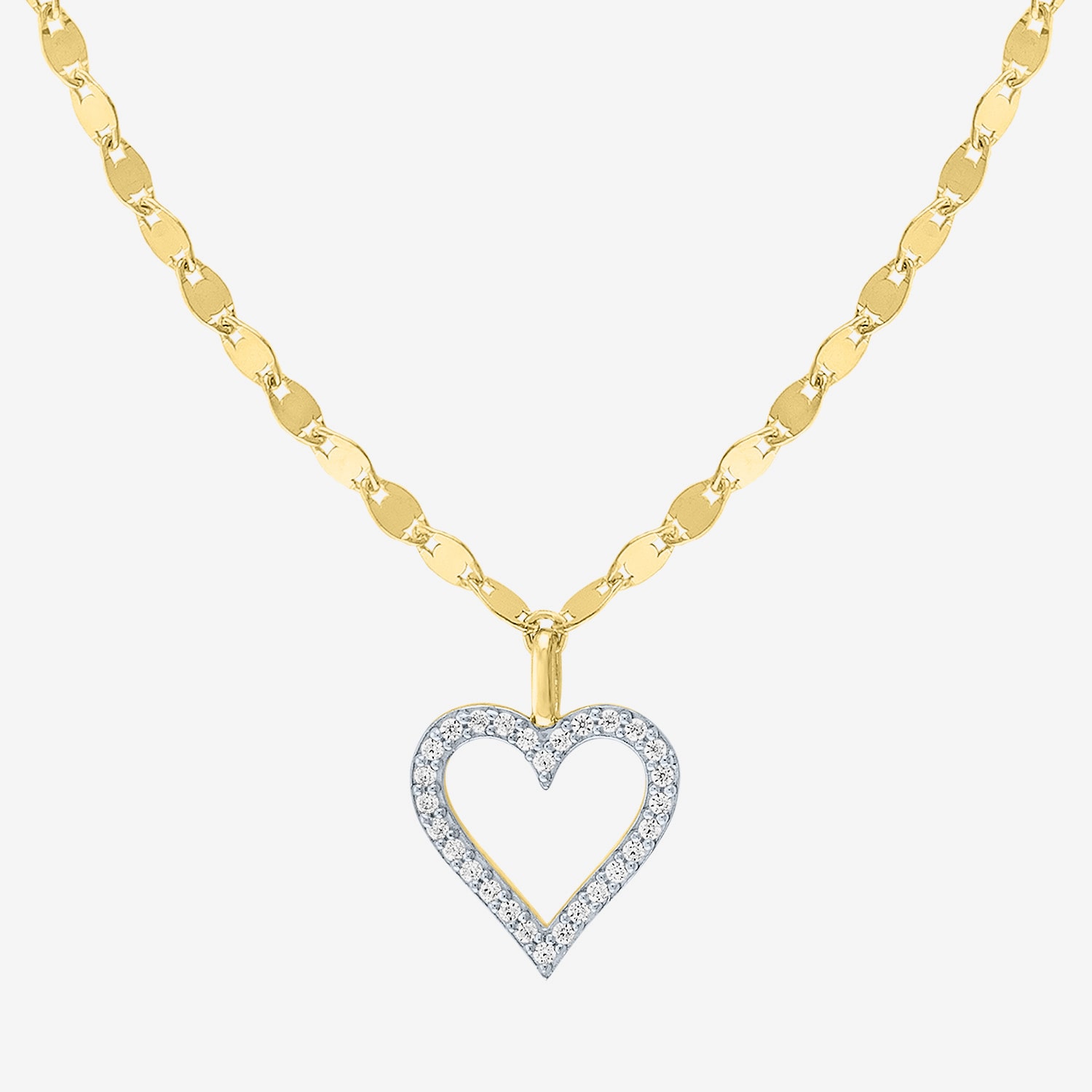 (G-H / I1-I2) Womens 1/10 CT. T.W. Lab Grown White Diamond 14K Gold Over Silver Heart 18 Inch Pendant Necklace