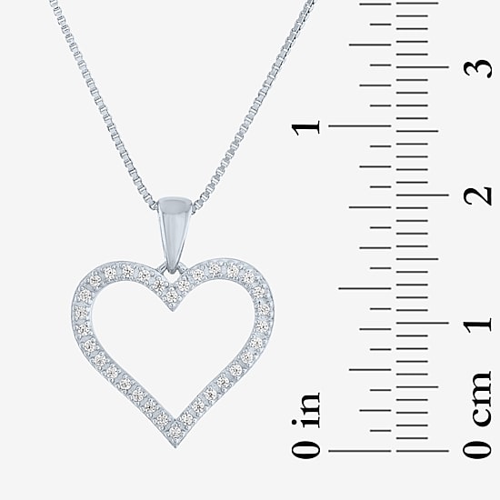 (G-H / I1-I2) Womens 1/10 CT. T.W. Lab Grown White Diamond Sterling Silver Heart 18 Inch Pendant Necklace