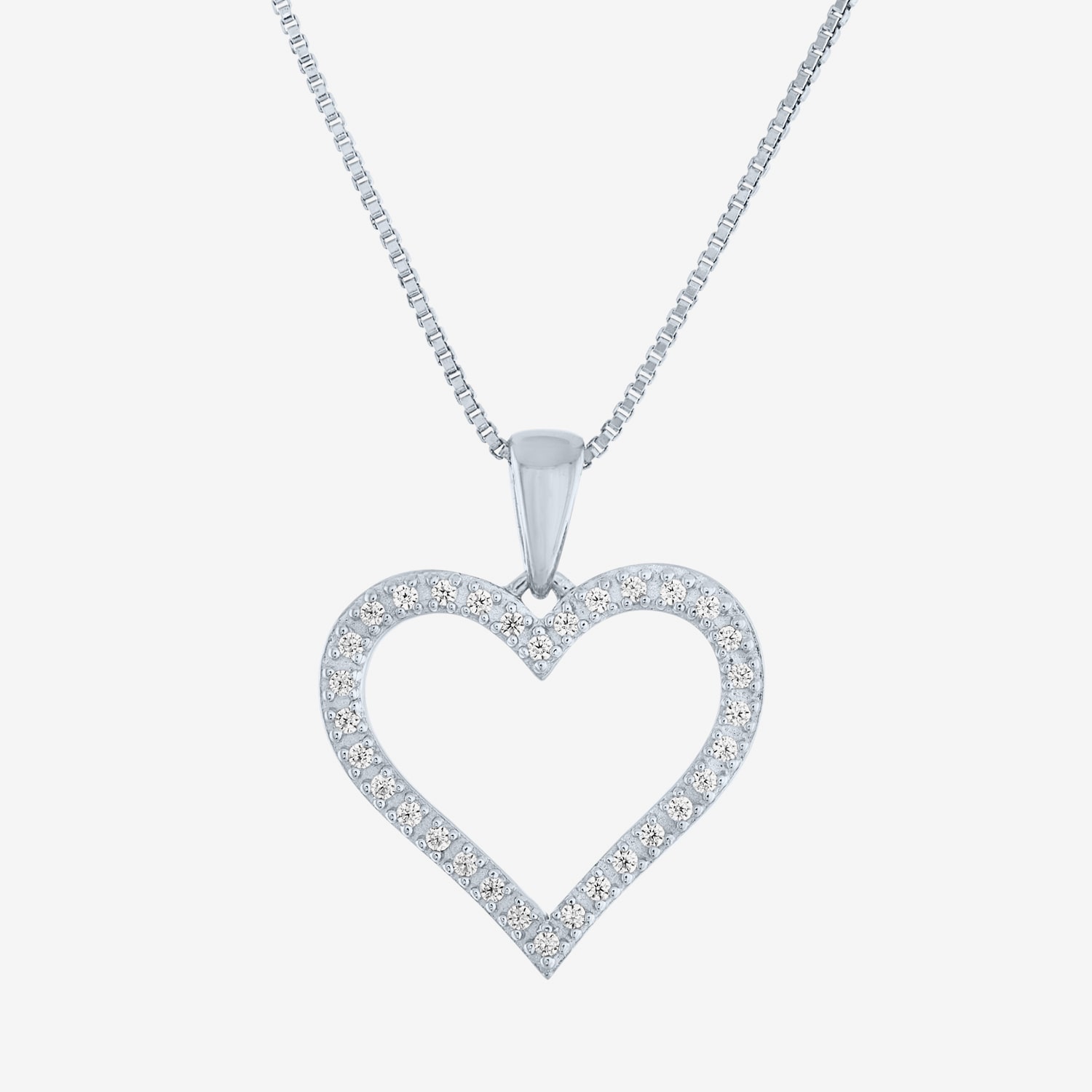 (G-H / I1-I2) Womens 1/10 CT. T.W. Lab Grown White Diamond Sterling Silver Heart 18 Inch Pendant Necklace