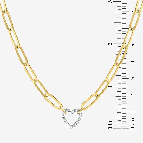 (G-H / I1-I2) Womens 1/10 CT. T.W. Lab Grown White Diamond 14K Gold Over Silver Heart 18 Inch Pendant Necklace