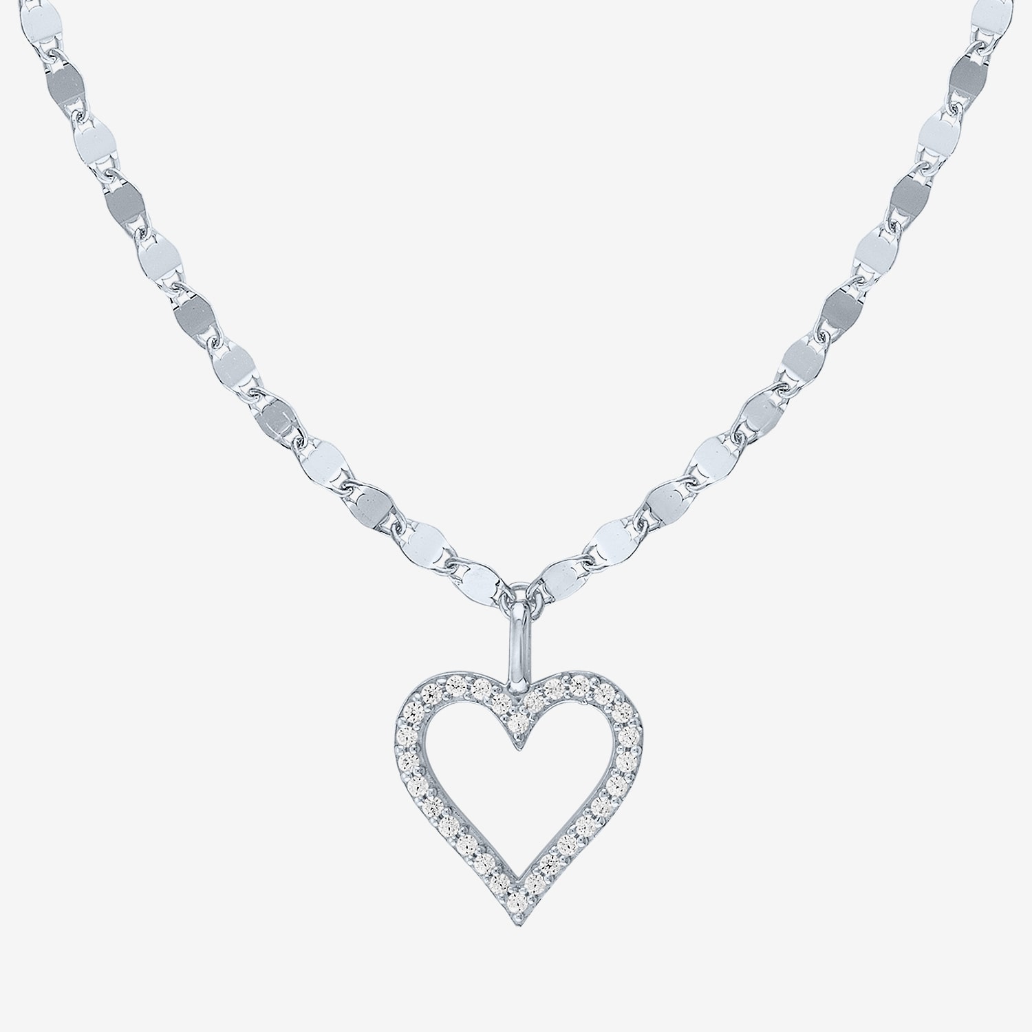 (G-H / I1-I2) Womens 1/10 CT. T.W. Lab Grown White Diamond 14K Gold Over Silver Heart 18 Inch Pendant Necklace