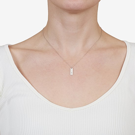 Silver Treasures Cubic Zirconia Sterling Silver 16 Inch Cable Initial Pendant Necklace