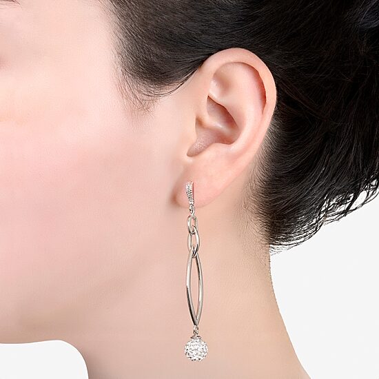 Sparkle Allure Womens Crystal Pure Silver Over Brass Drop Earrings