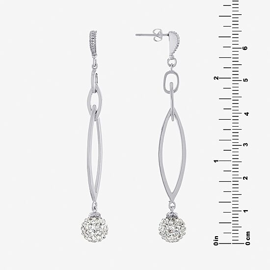 Sparkle Allure Womens Crystal Pure Silver Over Brass Drop Earrings