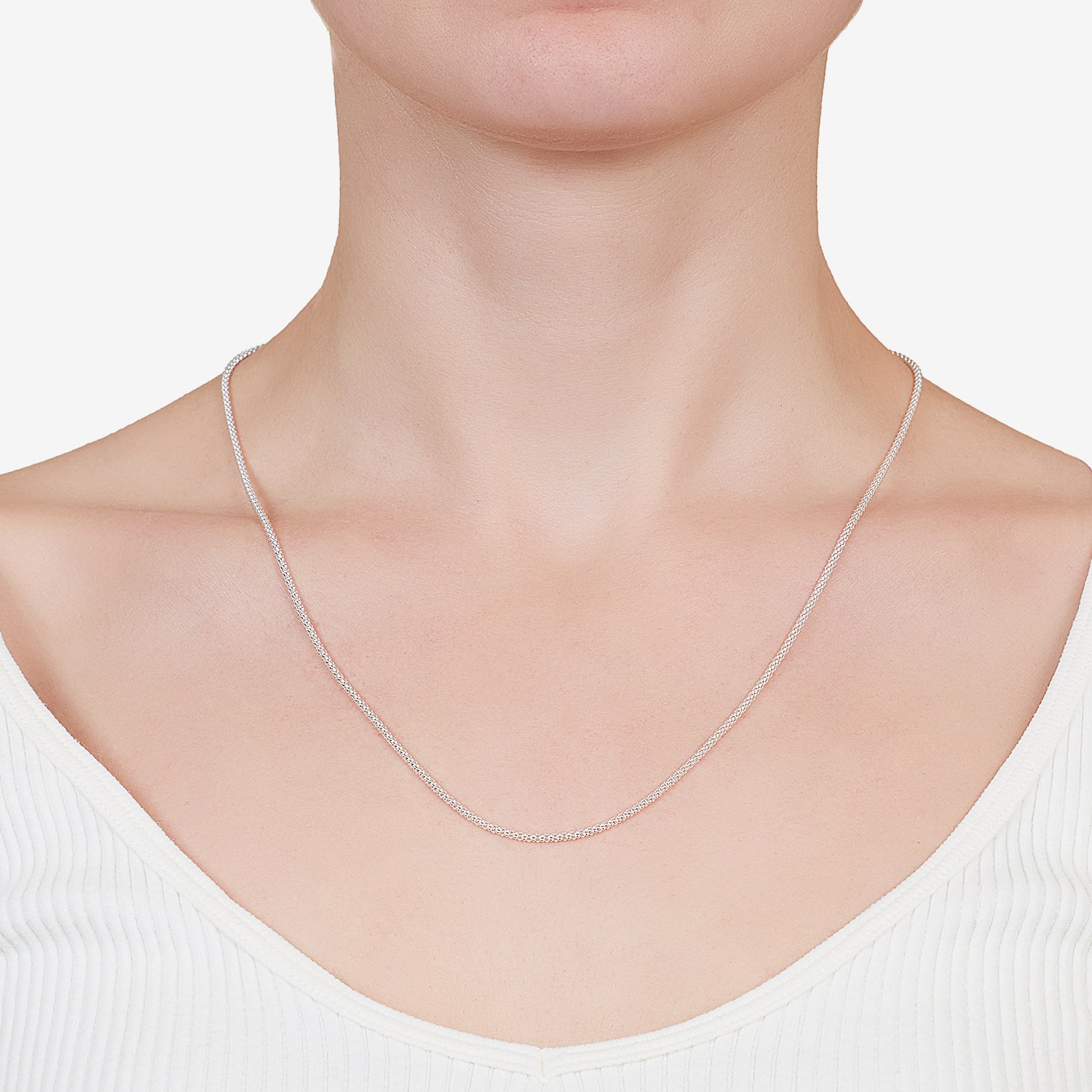 Silver Treasures Made Italy Womens Sterling 16 Inch Popcorn Chain Necklace