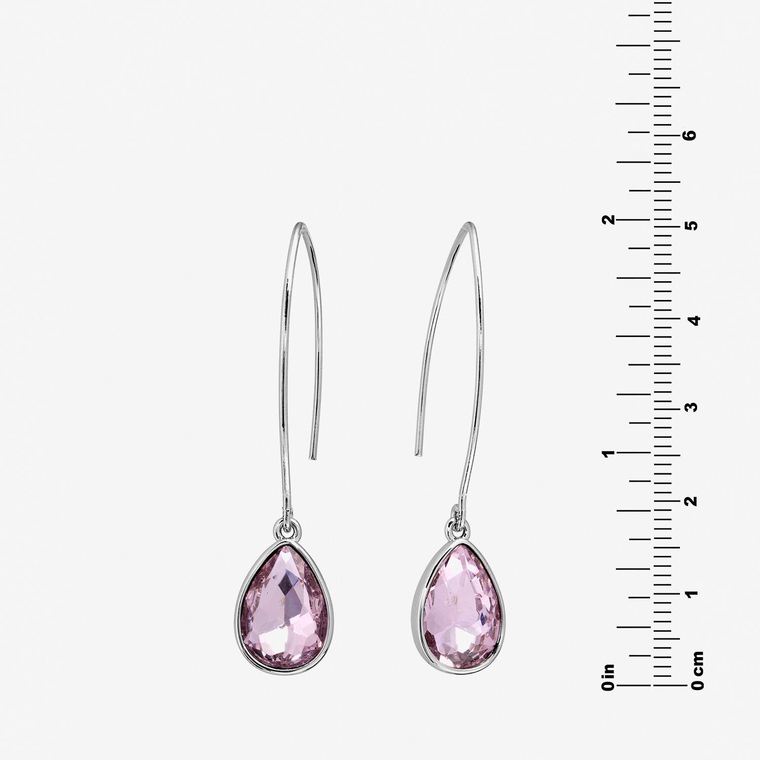 Sparkle Allure Threader Womens Pink Crystal Pure Silver Over Brass Drop Earrings