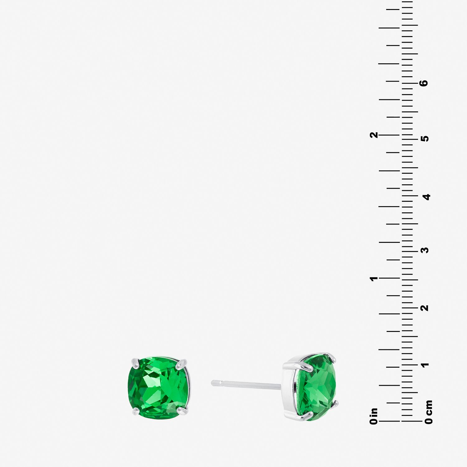 Sparkle Allure Green Crystal 11.9mm Square Stud Earrings
