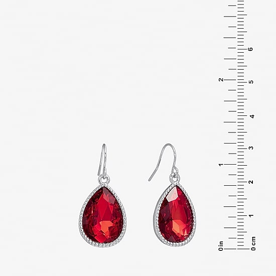 Sparkle Allure Womens Red Crystal Pure Silver Over Brass Drop Earrings