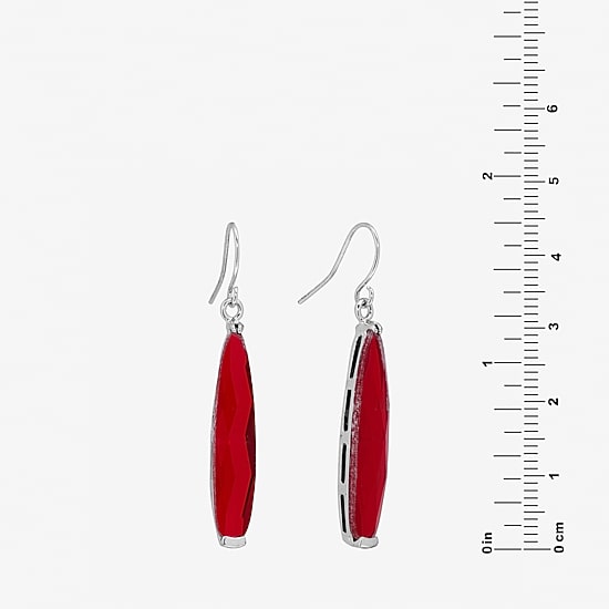 Sparkle Allure Womens Crystal Pure Silver Over Brass Drop Earrings