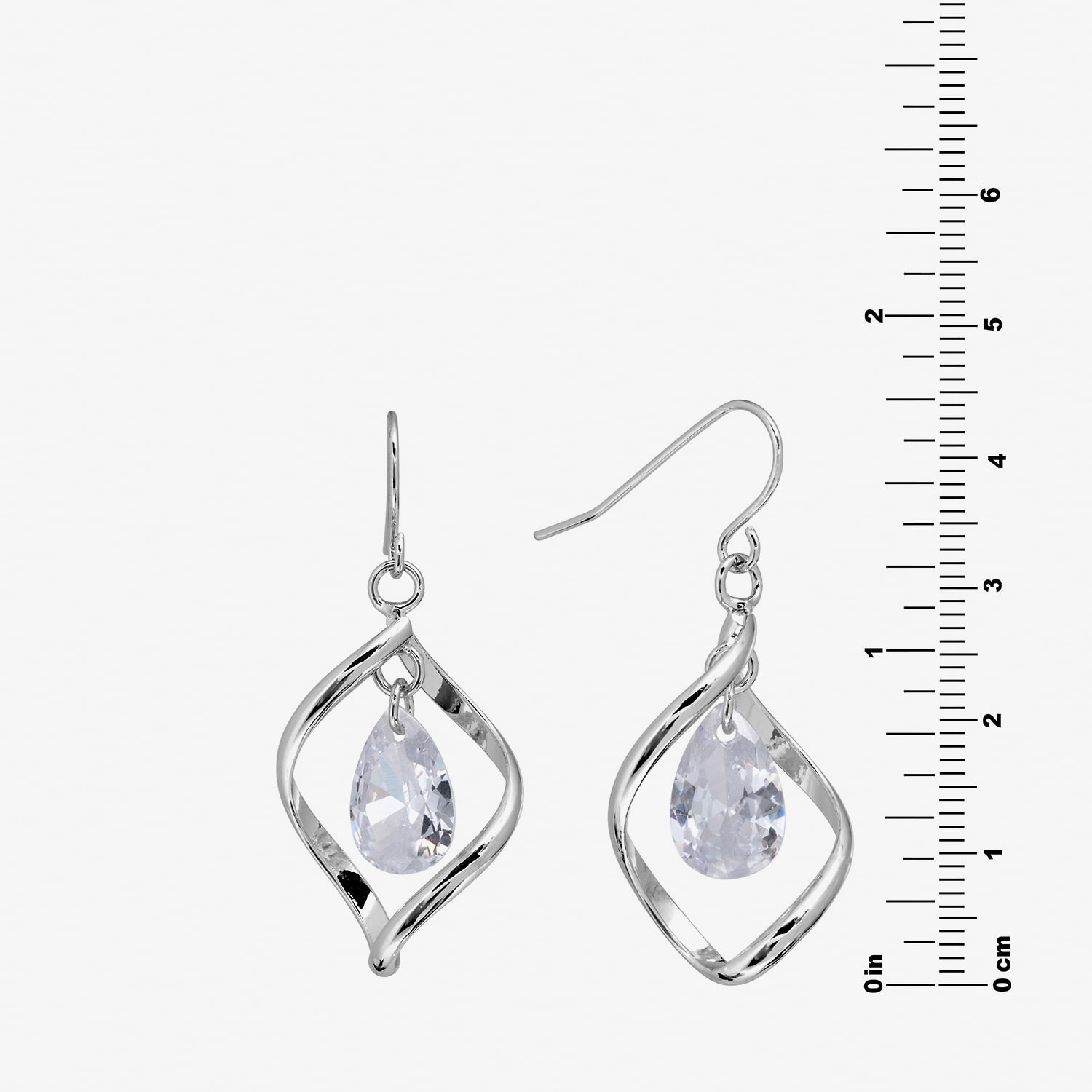 Sparkle Allure Womens Crystal Pure Silver Over Brass Pear Drop Earrings
