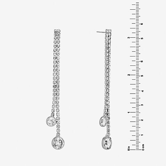 Sparkle Allure Womens Crystal Pure Silver Over Brass Drop Earrings