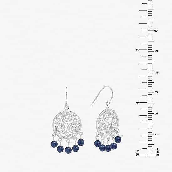 Sparkle Allure Filigree Genuine Stone Beaded Womens Pink Pure Silver Over Brass Drop Earrings
