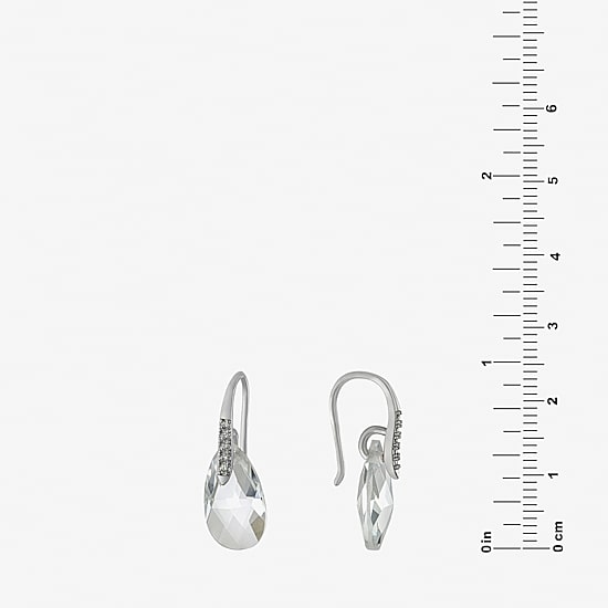 Sparkle Allure Womens Crystal Pure Silver Over Brass Drop Earrings