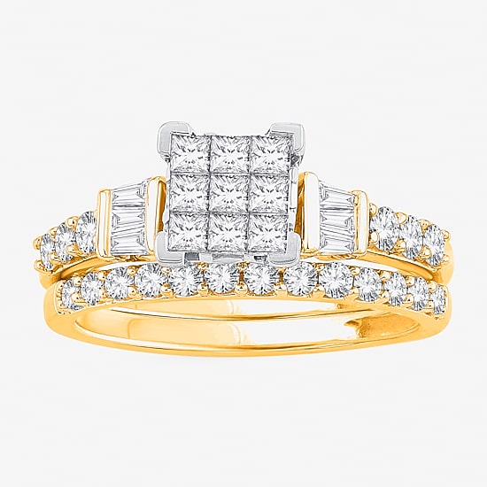 Womens 1 CT.T.W. Natural Diamond 10K or 14K White Gold Bridal Set