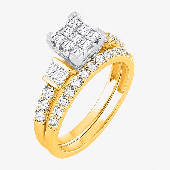 Womens 1 CT.T.W. Natural Diamond 10K or 14K White Gold Bridal Set