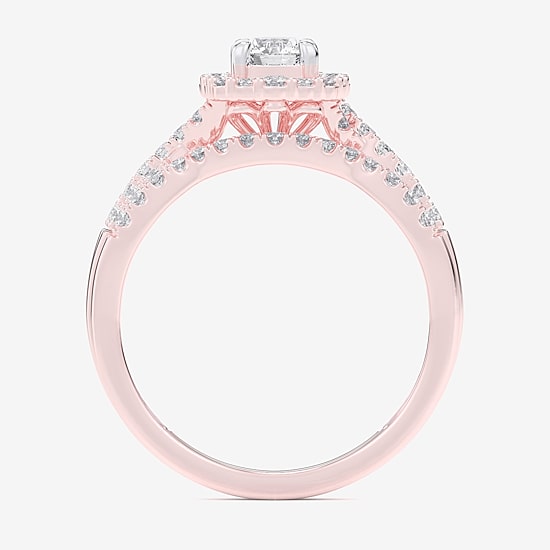 Signature By Modern Bride (G-H / Si1-Si2) Womens 7/8 CT. T.W. Lab Grown White Diamond 10K Gold Side Stone Halo Bridal Set