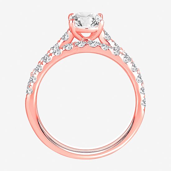 Signature By Modern Bride (H-I / Si1-Si2) Womens 2 CT. T.W. Lab Grown White Diamond 10K Gold Oval Bridal Set