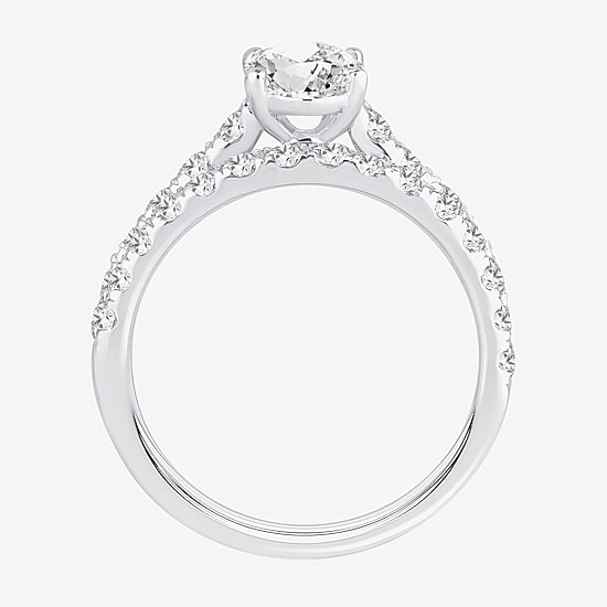Signature By Modern Bride (H-I / Si1-Si2) Womens 2 CT. T.W. Lab Grown White Diamond 10K Gold Oval Bridal Set