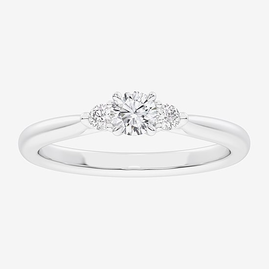 (G-H / Si1-Si2) Womens 1/3 CT. T.W. Lab Grown White Diamond Sterling Silver Side Stone 3-Stone Promise Ring