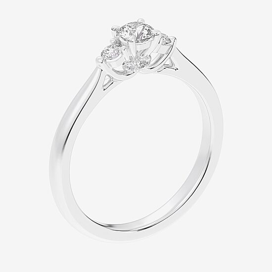 (G-H / Si1-Si2) Womens 1/3 CT. T.W. Lab Grown White Diamond Sterling Silver Side Stone 3-Stone Promise Ring