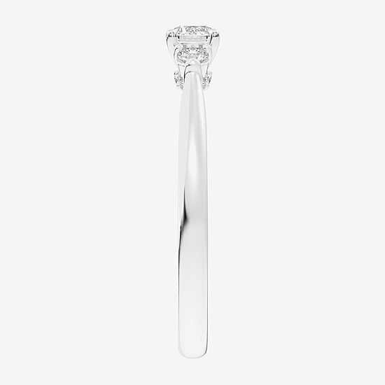 (G-H / Si1-Si2) Womens 1/3 CT. T.W. Lab Grown White Diamond Sterling Silver Side Stone 3-Stone Promise Ring