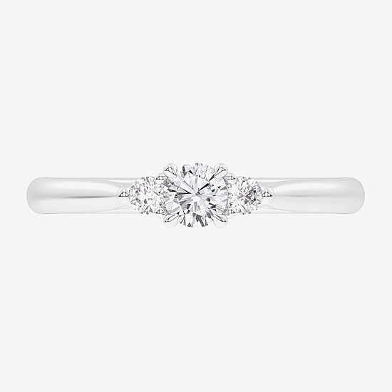 (G-H / Si1-Si2) Womens 1/3 CT. T.W. Lab Grown White Diamond Sterling Silver Side Stone 3-Stone Promise Ring